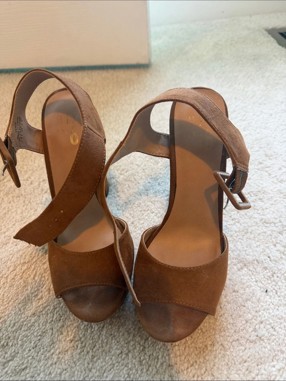 Mix no 6 Women's Brown Suede Platform Block Heel Sandals